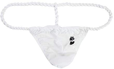 Newsywell Hommes String en Coton Bulge Mode Micro Tanga Thong Bikinis Slip Taille Basse sous-vêtements Blanc X-Large