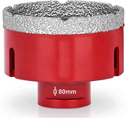 1 foret diamanté, foret diamant sec, diamètre 80 mm, meuleuse d'angle, scie cloche M14, connexion soudée sous vide, perçage de carrelage, porcelaine, granit, marbre