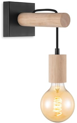 Home Sweet Home Landhaus Wandlampe Billy | 10/20/22cm | Schwarz | Wandlampe aus Holz | geeignet für E27 LED Lichtquelle | Wandlampe geeignet für Wohnzimmer, Schlafzimmer