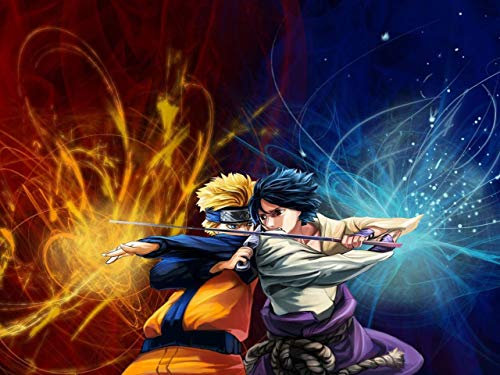 XGAGHB Kits de peinture diamant DIY 5D Naruto Manga Anime Fight Sword Japan Cartoon Wall Art Print Cadeau 12x16 pouces(30x40cm) broderie mosaïque décoration de la maison cadeaux faits à la main
