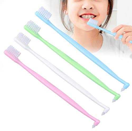 4 x manuelle Zahnzwischenraum Zahnbürste für kieferorthopädische Zahnspangen und Brücken, Double-Ended Interspace Zahnbürste für Zahnspangen Zahnreinigung, weiche, schlanke Zahnbürste