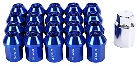 Zhat Autoteile, Rustptoof Closed End Radmuttern M12x1.5 35mm Blau Aluminium Radmutter