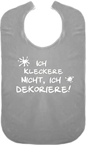 Cre9tive Ich kleckere nicht, ich dekoriere - Geschenk zur Rente - Lustiges Lätzchen für Erwachsene Ess-Schürze Essschürze Kleidungsschutz wasserdicht ID: 002 (grau)