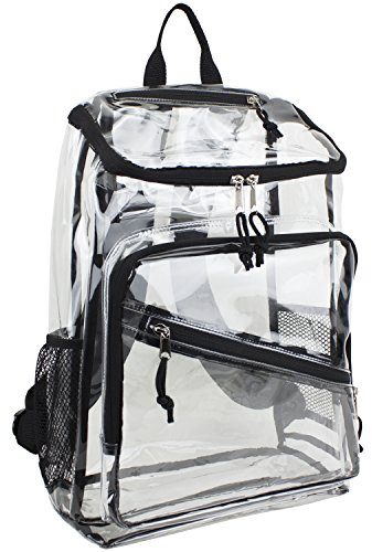 Eastsport Transparente Tasche für Arbeit, Einkaufstasche für Damen, transparent, PVC, durchsichtig, strapazierfähig, Rucksack, Büchertasche, Schwarz, Einheitsgröße, Modern
