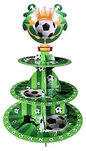 Soccer Themed Birthday Party Supplies, Soccer World Cup 2022, Soccer Party Decorations, 3 Tier Soccer Cardboard Cupcake Stand, Soccer Cake Topper Sports Theme Party Supplies for Teenagers Birthday