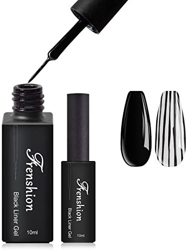 2 Pcs Black Painted Gel Nail Polish with Nail Brush Nail Liner Gel Paint Neon Drawing for Line Nail Art, Gel Painting Nails Art Design UV LED Gel Polish Set-Black