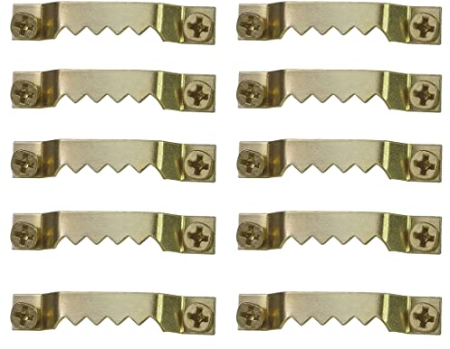 50 pezzi Ganci dentati per quadri dentellati completi fi viti colore oro ottonati appendi Cornice Foto Gancio a Dente di Sega per la Maggior Parte Delle Cornici per Orologi da Parete Opere d'arte