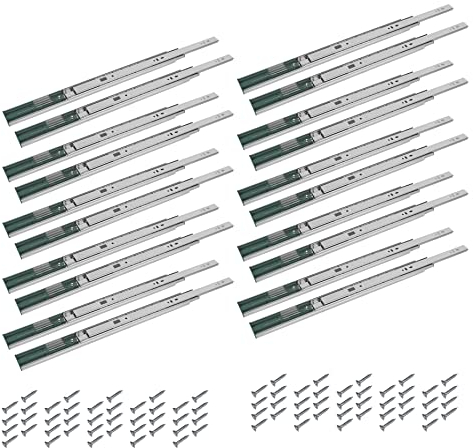 BigDean 10 Paar (20 Stk.) Schubladenschienen Vollauszüge - 45 x 400mm - Verzinkter Stahl - Schubladenvollauszüge Schubladenauszug Teleskopschienen Kugelführung - Schienensystem mit Softclose