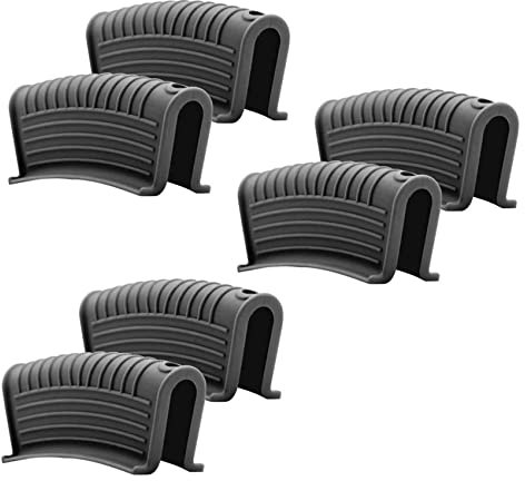 Cusstally Thickened Silicone Saucepan Handle Lid with Saucepan Ear Tong - Iron Frying Wok Handle Holder, Black, 6 Pieces