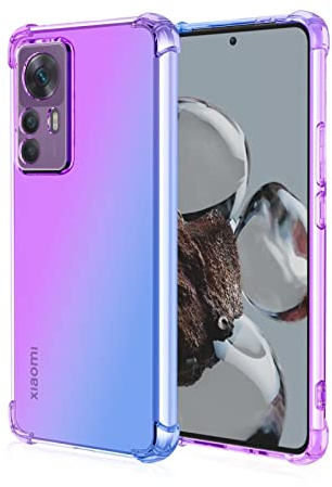 EASSGU TPU Silikon Handyhülle für Xiaomi MI 12T Pro (6.67 Inches), Durchsichtig Farbverlauf Case, Anti Drop und Anti Scratch Schutzhülle - Blau Lila