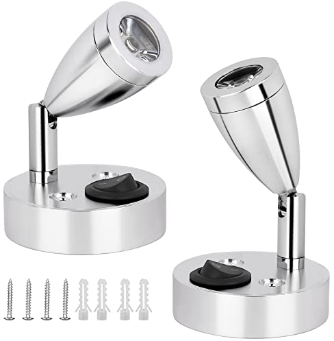Éclairage Intérieur Spot Lampe Auto LED Lumièr 2pcs, 12V 3W RV Lampe de Lecture 3000K Rotation 180° pour Camper Van Bateau Caravane Véhicule Camping Car