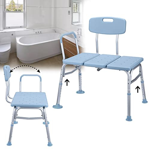 XMTECH Badewannensitz Badewannenstuhl Duschhocker Duschstuhl für Badewanne Badhocker mit Armlehnen und Abnehmbare Rückenlehne, Höhenverstellbar Badsitz Duschhilfe, 150KG