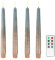 Fanna 4 Flameless LED Taper Candles with Timer in Real Wax, Battery Operated Rustic Metallic Dinner Candlesticks with Remote, 8 Batteries Included - H24.5cm - Misty Blue/Copper