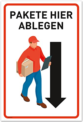 Paket Ablageort Schild (30 x 20 cm Kunststoff) - Ablageort für Zustellung Kennzeichnung - Paketbox Schild - Abstellgenehmigung erteilen