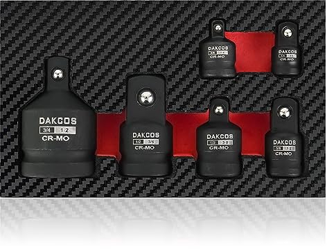 DAKCOS Kraft-Adapter-Satz Schlagschrauber Adapter | 6-tlg. | 1/4 auf 3/8, 3/8 auf 1/4, 3/8 auf 1/2, 1/2 auf 3/8, 3/4 auf 1/2, 1/2 auf 3/4, CR-MO