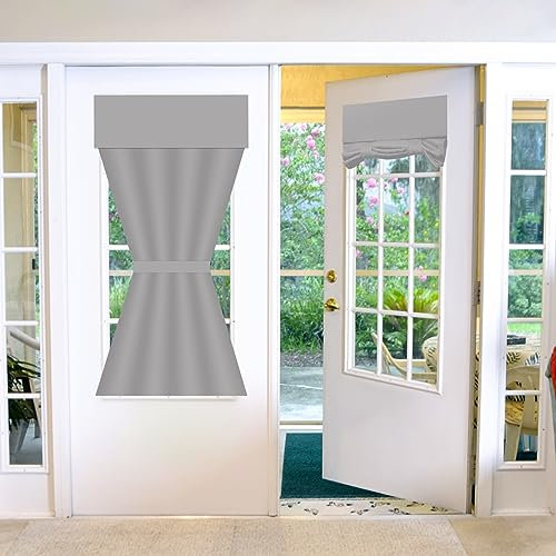 Maritown French Door Blinds, Blackout Door Curtains 1 Panels for Front Door, Privacy Thermal Window Curtains with Tieback Door Window Shades for Kitchen Living Room Bathroom