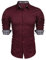 COOFANDY Herrenhemden Langarm Regular Fit Freizeithemd Anzug Hemd Business Hemd Kariert Langarmhemd Partyhemd Langarmhemd Wine Rot M