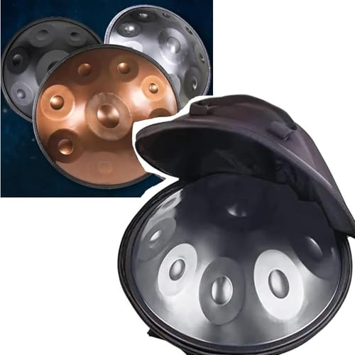 TOCTUS 18 Zoll Stahl Handtrommel Mit Tasche, 9 Noten Handpan Trommel Instrument In G-Moll 440Hz Anfänger Erwachsene Harmonische Percussion, Für Meditation, Musikalische Ausbildung (Color : Silver)