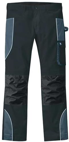 Scheibler Arbeitshosen Männer Reflektierende Cargohose Herren Bequeme Schnittschutzhose Outdoor Hose mit Multifunktionalen Taschen Schwarz/Anthrazit 56