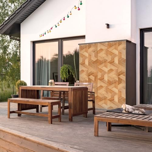 dedeco Outdoor-Rückwand Dekor Wand für Garten, Terrasse, als Außenfassade Paneel Motiv: Holz V4, 300 x 150 cm, wasserfest, robust, als Wandverkleidung aus Aluminium, einfach renovieren