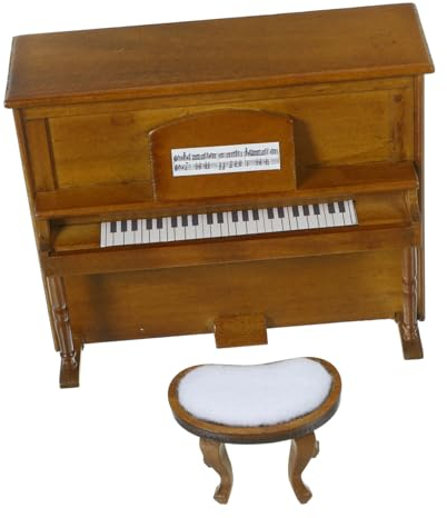 Abaodam 1 Satz Mini-hausdekoration Mini-flügel Aus Puppenhaus-Musikinstrument Puppenhausminiaturen Miniatur-hausmöbel Mini-instrumentenmodelle Flügel Mit Hocker Kind Holz Klavier Kuchen