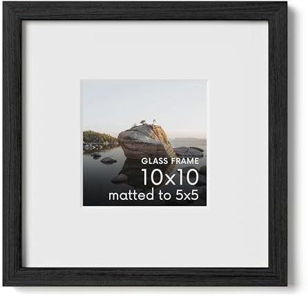 Haus and Hues Bilderrahmen mit Echtglas und schwarzer amerikanischer Eiche, mattiert auf 12,7 x 12,7 cm, Eiche, 25,4 x 25,4 cm, inklusive vertikaler und horizontaler Aufhängung, ideal für Zuhause,