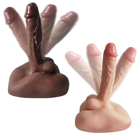 Kuaecr 2 in 1 Riesiger Realistischer Dildo Masturbator Mit 3D Kompakt Anal Tunnel & Großer Dildo Weiche TPE Masturbieren, Analdildo Penis Sexspielzeug für Gay Männer Frauen Paare (Kaffee)