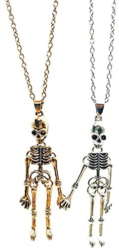 TIAOWU Halskette, 2 Stück Freundschafts-Skelett-Halsketten, BFF-Schmuck, Halskette für beste Freunde, beste Schwester, Paare, Pendant 2.4*6.5cm, chain length 75cm, Metall