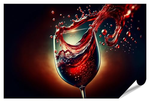 islandburner XXL Bild Poster Rotweinglas dynamisches Plätschern tiefrot Premium Bilder Fotodruck