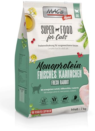 Mac's Cat Premium Trockenfutter für Katzen, 7 kg (Monoprotein-Kaninchen)