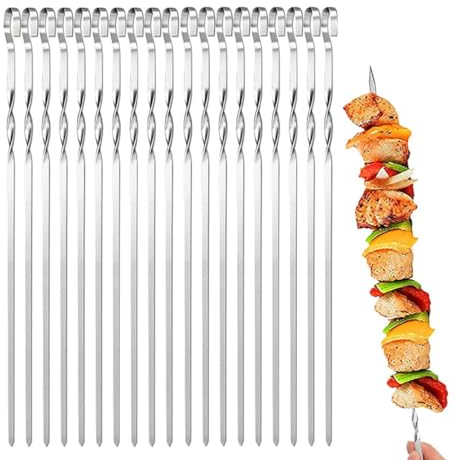 Lot de 6 grandes épées en acier inoxydable - 43 cm - Pour rôtir des brochettes de viande et de légumes - Résistant - 43 cm Hostelnovo
