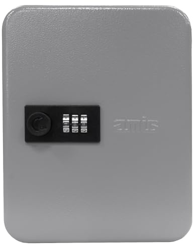 Amig - Sicherer Schlüsselkasten und Organizer aus Stahl mit Zahlenschloss | Kapazität für 20 Schlüssel | Schlüsselschrank für den Haus- und Profi-Gebrauch | 200 x 160 x 70 mm | Farbe Grau Epoxid