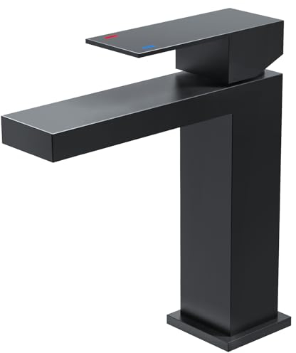 FORIOUS Robinet de Lavabo Noir Mat, Mitigeur Robinet Salle de Bain avec Hauteur de Bec 120 MM, Mélangeur Monocommande en Acier Inoxydable, Économiseur d'Eau et D'Énergie