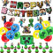 Minecraft Geburtstagsparty-Dekorationen für Jungen, Mine-Craft Happy Birthday-Banner, Minenspiel-Ballons, Kuchendekoration, hängende Spirale für Kinder, Jungen, Minenarbeiter, Gaming-Thema,