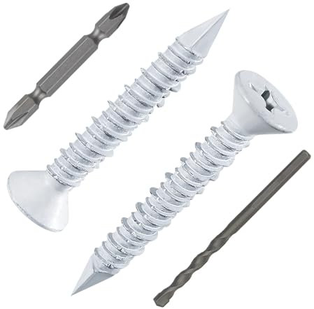 WenSilon Viti di ancoraggio per calcestruzzo bianco a testa piatta per ancoraggio a muratura, blocco o stucco per mattoni, 30 pezzi