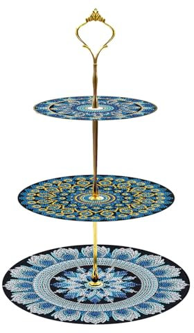 Lebartm DIY Diamant-Malerei Cupcake Stand Diamant-Malerei DREI Schicht Abendessen Snack Rack Afternoon Tea Display Turm Einseitiger Spot-Bohrer für Geburtstag Hochzeit Heimdekoration