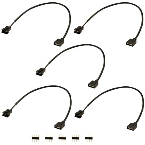 LANMINGLEL Câble répartiteur RVB 4 broches 12 V 4 broches femelle vers SM 4 broches mâle RGB Extension Câble d'alimentation PC RGB Wires pour ventilateur d'ordinateur Bande LED de carte (M 1 à 1, 5)