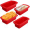 VZZNN 4 moldes de silicona antiadherentes, resistentes al calor, rectangulares, de silicona, para tartas, pan, 28 x 14,5 x 7 cm, color rojo