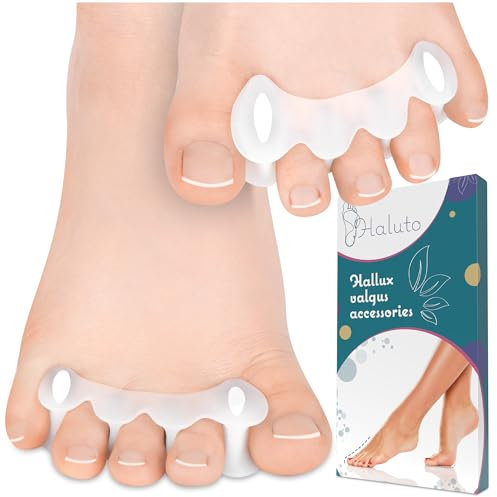 HALUTO Premium Zehenspreizer für alle Zehen - Hallux Valgus Korrektur - Zehentrenner für Überlappende Zehen - Ballenzehen Korrektur - Hammerzehen Korrektur - Toe Stretcher