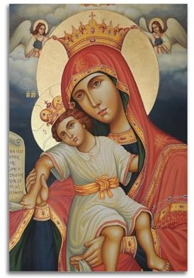 WPHSFX Poster Lord Jesus Christus, Jungfrau Maria und Kind, dekoratives Gemälde, Leinwand, Wandposter und Kunstdruck, moderne Familienschlafzimmer-Dekoration, Poster, 50 x 75 cm