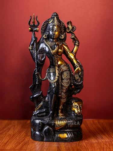 UGRA Ardhanarishvara-Statue aus Messing, 33 cm große Ardhnareshwar-Statue, halb männlich, halb weiblich, Shiva Parvati Idol, Shiva-Shakti Idol