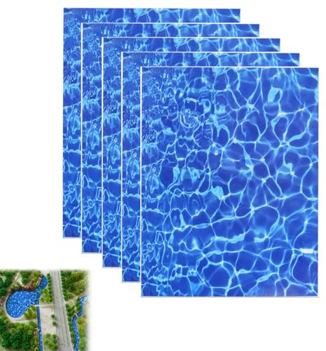 IKOPFLN 5 Blatt AbyssalOzean Wassereffekt Wellenförmiger Bach Modell Miniatur See Fluss Bach Diorama Landschaft Landschaft DIY（B）