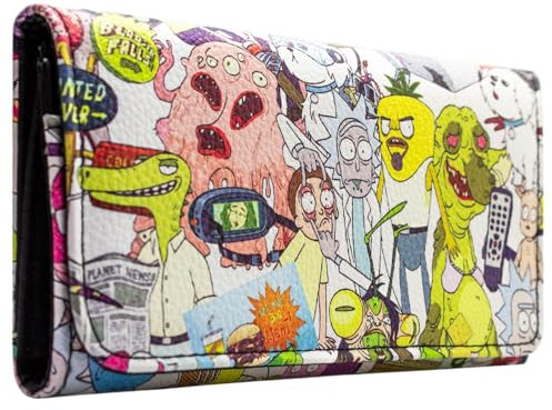 Rick & Sidekick Morty Scary Terry und Andere Geldbörse/Geldbeutel Tri-Fold Münztasche & Kartenhalter Portemonnaie, Weiß