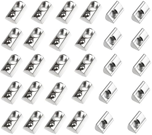 Bamyli 30 Stück Solar Nutensteine M8 mit Zentrierung Kugel Gewinde Nut 8, 40 Serie T Nutensteine mit Federkugel Kohlenstoffstahl Nutenstein M8 Aluprofil 40x40 für Aluminiumprofil Extrusionsschlitz