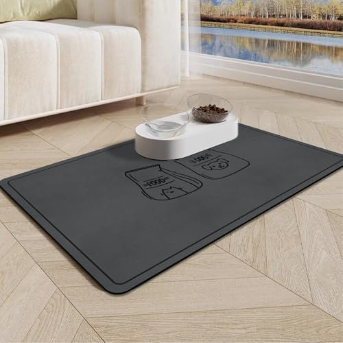 Napfunterlage Hund Katzen Futternapf Unterlage - rutschfest Hundenapf Unterlage, Super Saugfähige Schnelltrocknend Futtermatte für Haustier, 60x40cm Futterunterlage für Katzen Unterlage Katzennapf