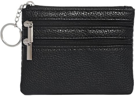 XENQITO 1 Pcs Portefeuille Universel en Cuir pour Homme et Femme Portefeuille de Carte de Crédit Mini Petit Portefeuille avec Porte-clés avec 3 Compartiments Petit Porte Monnaie Homme Noir