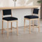 Ya-Home Chaise de Bar Moderne en Bois Lot de 2 Tabourets de Bar en Velours Chaise de Comptoir avec Pieds en Bois Tabouret Haute Cuisine, Noir