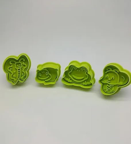 AntDau71® Lot de 4 emporte-pièces pour animaux de ferme – grenouille, cochon, abeille, papillon – moules décoratifs pour pâtes de sucre, fondants et biscuits – Gâteau design et décorations pour