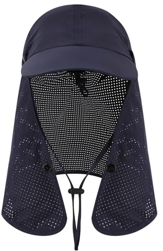 TAGVO Schnell Trocknende Baseballkappe mit Abnehmbarem Nackenschutz, Multifunktional UV-Schutz Leichte Faltbar Atmungsaktiv Kappe Fischerhut, Outdoor Sonnenhut Wanderhut Gartenhut Herren Damen