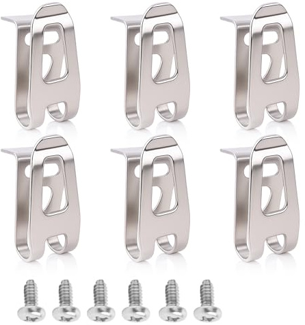 6 PCS Gürtelclip Haken aus Edelstahl, mit Schrauben, Gürtelhalter Ersatzclips für Akkugeräte, Gürtelcliphaken zur Werkzeugbefestigung kompatibel mit verschiedenen 12V 18V Modellen
